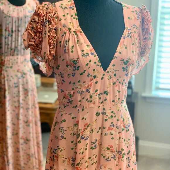 Love Shack Fancy Silk Clemence Dress, Size 6 - Picture 6 of 9